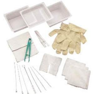 Complete Tracheostomy Cleaning Tray with 2 Vinyl Latex Gloves