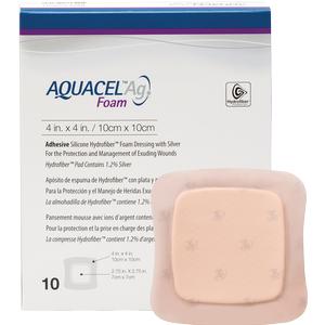 AQUACEL Ag Foam Adhesive Dressing 4" x 4", 2.75" x 2.75" Pad Size