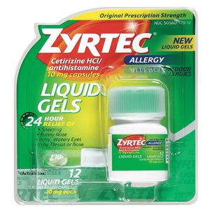 Zyrtec Allergy Liquid Gels, 10 mg Capsule, 25 Count