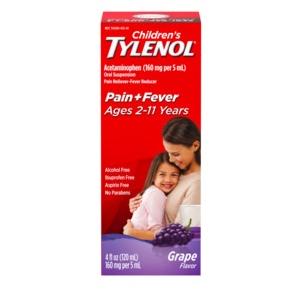 Children's Tylenol Oral Suspension Liquid, Grape Splash, 4 fl oz