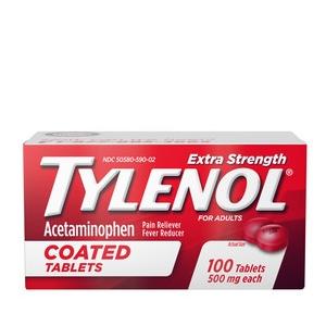 Tylenol Extra Strength, 500 mg Acetaminophen caplet, 100 count