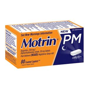 Motrin PM Pain Reliever/Nighttime Sleep-Aid Coated Caplets 80 ct