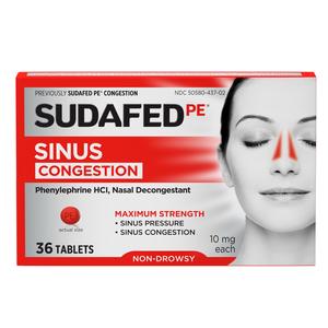Sudafed PE Sinus Congestion Max Strength Non-Drowsy Tablets 36 ct