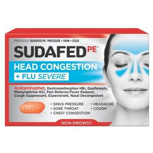 Sudafed PE Sinus Head Congestion + Flu Severe Non-Drowsy Tablets 24 ct