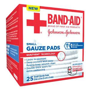 J & J Band-Aid First Aid Gauze Pads 2" x 2" 25 CT