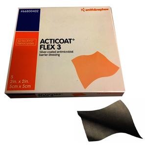 ACTICOAT Flex 3 Antimicrobial Barrier Dressing with Silcryst Nanocrystals, 2" x 2"