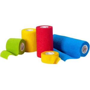 Cardinal Health Self-Adherent Bandage, 4" x 5 yds, Assorted Color Pack (3 rolls each of blue, green, red and yellow)