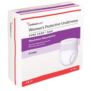 Cardinal Health, Women's Protective Underwear, Sure Care Super, X-Large, 58" - 68"