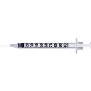 U-100 Insulin Syringe with Micro-Fine IV Needle 28G x 1/2", 1 mL (100 count)