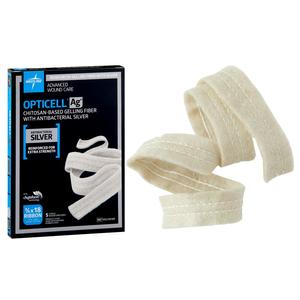 Opticell Ag+ Silver Antibacterial Gelling Fiber Wound Dressing, Reinforced, 0.75" x 18"