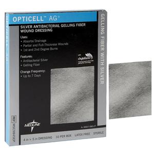 Opticell Ag+ Silver Antibacterial Gelling Fiber Wound Dressing, 4" x 5"