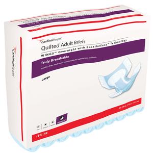 WINGS Overnight Quilted Brief with BreatheEasy Technology, Large, 45" - 58"