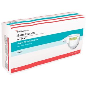 Cardinal Health, Baby Diapers, Wings, Size 2, Small/ Medium, 12 - 18 lbs