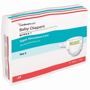 Cardinal Health, Baby Diapers, Wings, Size 3, Medium, 16 - 24 lbs