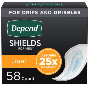 Depend Shields For Men Light Absorbency, One Size Fits Most