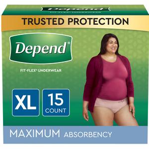 Depend Women's Fit-Flex Max, Extra Large.