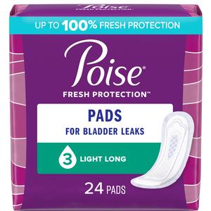 Poise Original Pads, Light Absorbency, Long Length.