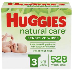 HUGGIES Natural Care Fragrance-Free Baby Wipes, Retail Case