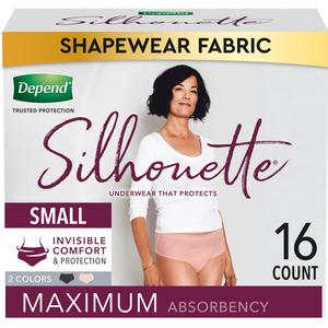 Depend Silhouette Incontinence Underwear for Women, Maximum Absorbency, Small, Pink & Black