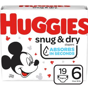 Huggies Snug and Dry Diapers, Size 6, Jumbo Pack, 19 Ct