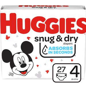 Huggies Snug and Dry Diapers, Size 4, Jumbo Pack, 27 Ct