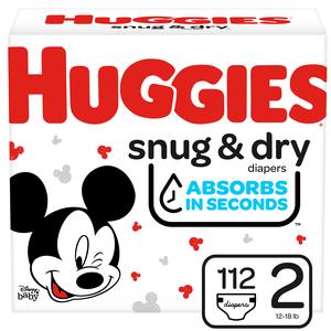 Huggies Snug and Dry Diapers, Size 2, Giga Pack, 112 Ct