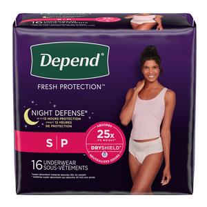 Depend Night Defense Underwear For Women, Overnight Absorbency, Blush, Small, 24" - 30" Waist. REPLACES 6947917