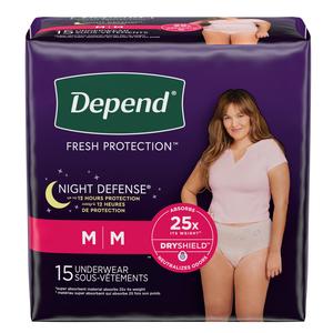 Depend Night Defense Underwear For Women, Overnight Absorbency, Blush, Medium, 31" - 37" Waist. REPLACES 6947918