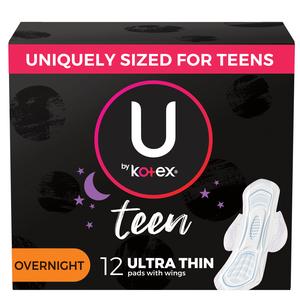 U by Kotex Super Premium Ultra Thin Overnight with Wings Teen Pad