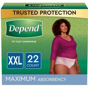 Depend Max Absorbancy Undewear, Female, Blush, 2X-Large, 22 ct