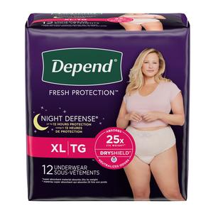 Depend Night Defense, Overnight Underwear, Blush, X-Large, 12 - Replaces: 6945591
