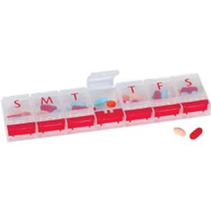 7-Day Push Button Pill Reminder 2" x 8-3/4" X-Large