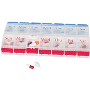 1-Day AM/PM Push Button Pill Reminder 4-1/2" x 8-3/4" X-Large