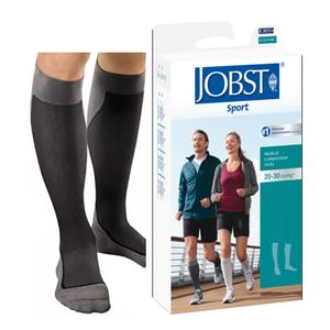Jobst Sport Sock Knee-High, 20-30, Closed, Medium, Black/Grey