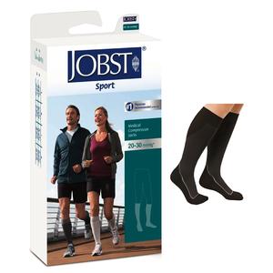 Jobst Sport Sock Knee-High, 20-30, Closed, Cool Black, Medium