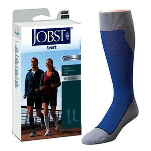 Jobst Sport Sock Knee-High, 20-30, Closed, Royal Blue/Grey, Medium