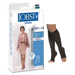 Jobst Opaque SoftFit Knee-High, 15-20, Open Toe, Black, Medium