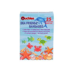 Ouchies Sea Friendz Adhesive Bandages for Kids, 25 Ct
