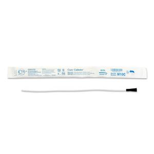 Cure Catheter Uncoated, Single, Male, 16" Coude Tip, 10 FR