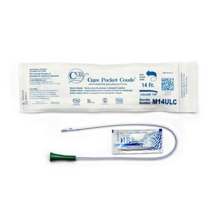 Cure Medical Pocket Catheter, Single, Male, 16" Coude Tip with Lubricant, 14 FR