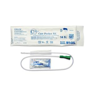 Cure Medical Pocket Catheter, Single, Male, 25" Straight Tip with Lubricant & Gripper Sleeve, 14 FR