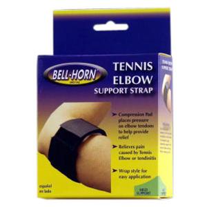 Bell-Horn Tennis Elbow Support Strap, Universal, Up to 17-1/2" Forearm, Black
