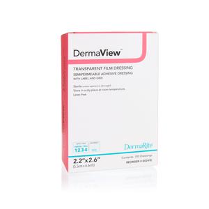 DermaView Transparent Semipermeable Adhesive Film Dressing, 2.2" x 2.6"
