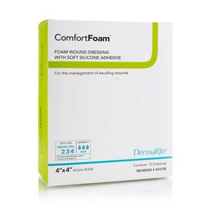 ComfortFoam Self-Adherent Soft Silicone Foam Dressing, Non-Border 4" x 4"