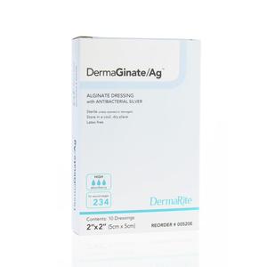 DermaGinate Ag Alginate Wound Dressing with Antibacterial Silver, 2" x 2"