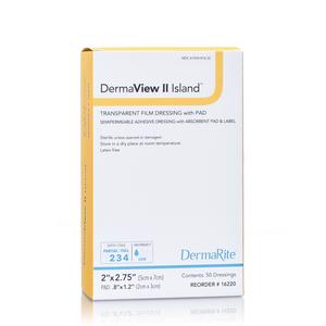 DermaView II Island Transparent Film Wound Dressing, 2" x 2.75"