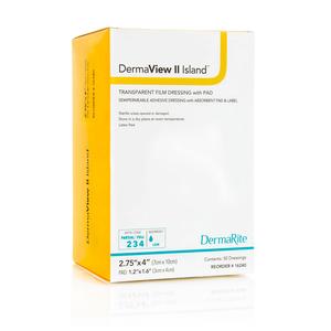 DermaView II Island Transparent Film Wound Dressing, 2.75" x 4"