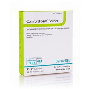 ComfortFoam Silicone Border Foam Dressing, 2" x 2"