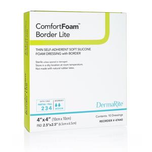 ComfortFoam Silicone Foam Border Lite Dressing, 4" x 4"