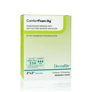 ComfortFoam Ag Silicone Foam Non-Border Dressing, 2" x 2"